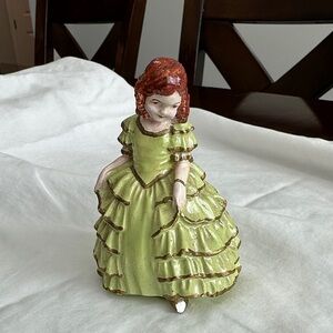 Vintage Ceramic Figurine in Green Dress